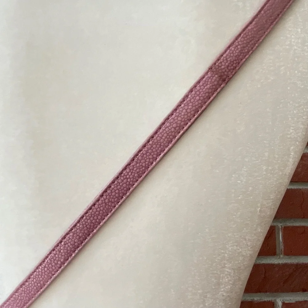 •Abas Pink Lavender Embossed Leather Crossbody Bag ZipClutch Pouch